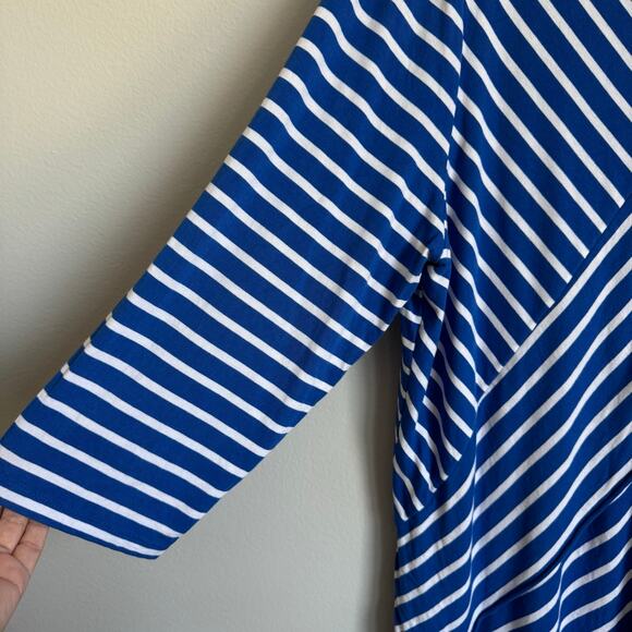 Chico's Tunic Top Size 3 XL US Size 16 Royal Blue White Striped V-Neck - Picture 4 of 15
